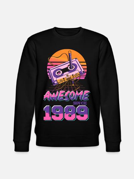 Retro Cassette Neon 1989 Design - Stanley/Stella CHANGER Unisex Organic Sweatshirt - black