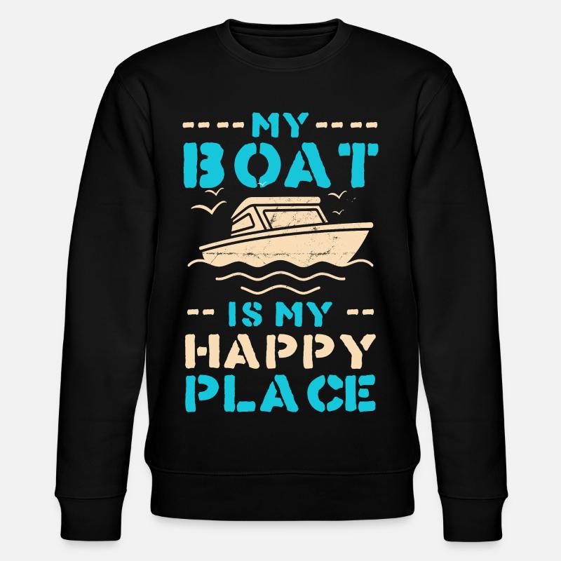 Boot als Happy Place – maritimes Motiv - Stanley/Stella Unisex Bio-Sweatshirt CHANGER  - Schwarz