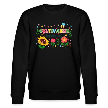 Cultivando Bilingües Spanischlehrer - Stanley/Stella Unisex Bio-Sweatshirt CHANGER  - Schwarz - Vorne - Nik (191cm) & Marisol (170cm)