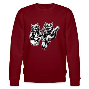 Zwei Katzen Spielt Gitarreninstrumente Rock Niedlich - Stanley/Stella Unisex Bio-Sweatshirt CHANGER  - Burgunderrot - Vorne - Nik (191cm) & Marisol (170cm)