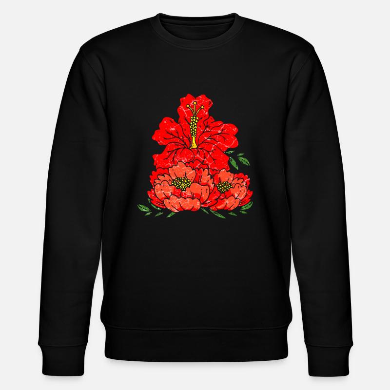 Fleurs rouges - Sweat bio CHANGER Stanley/Stella Unisexe - noir