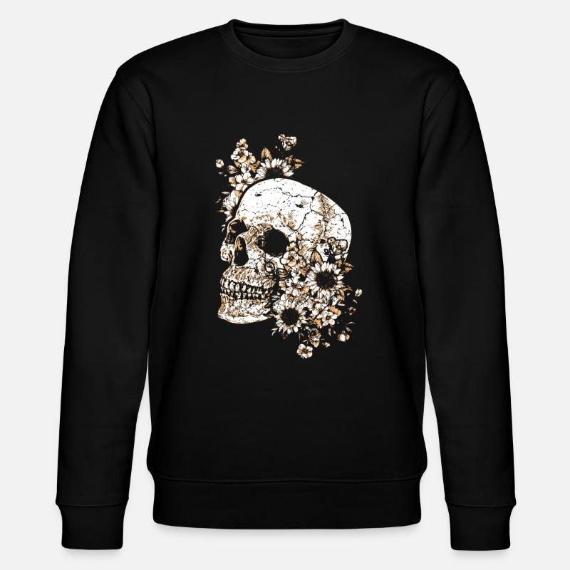 Totenkopf Skull Schädel Blumen - Stanley/Stella Unisex Bio-Sweatshirt CHANGER  - Schwarz