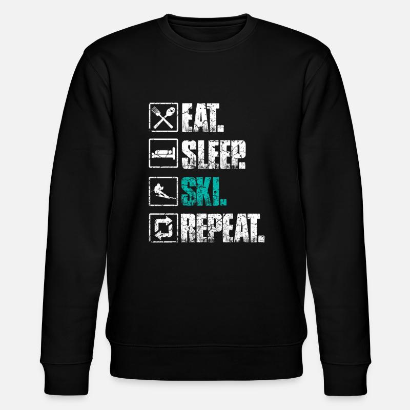 Eat Sleep Ski Repeat - Stanley/Stella CHANGER Unisex Organic Sweatshirt - black