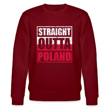 Straight Outta Poland Polen Polska - Stanley/Stella Unisex Bio-Sweatshirt CHANGER  - Burgunderrot - Vorne - Nik (191cm) & Marisol (170cm)