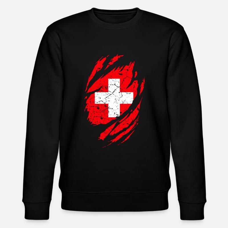Swiss flag - Stanley/Stella CHANGER Unisex Organic Sweatshirt - black
