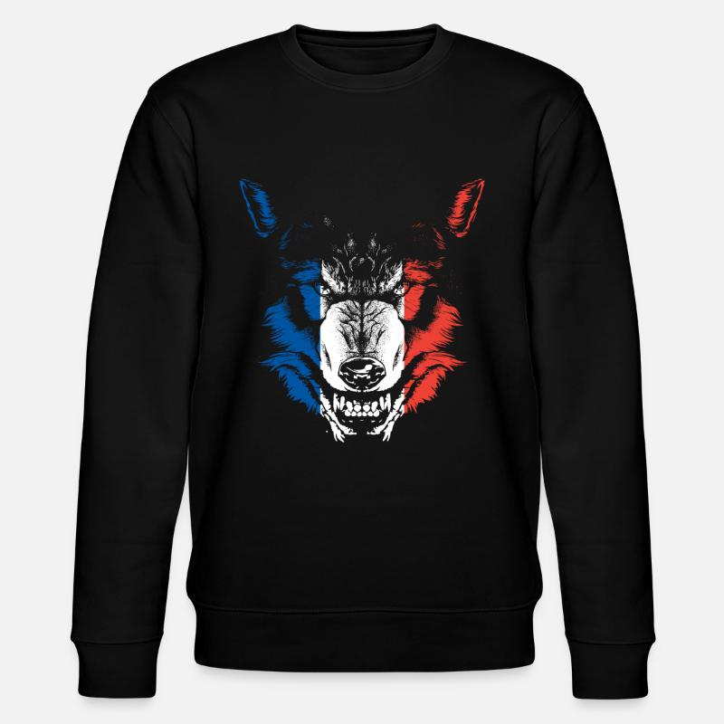 Frankreich Flagge Wolf - Stanley/Stella Unisex Bio-Sweatshirt CHANGER  - Schwarz