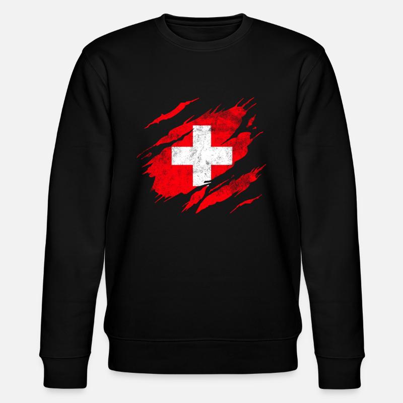 Drapeau suisse - Sweat bio CHANGER Stanley/Stella Unisexe - noir