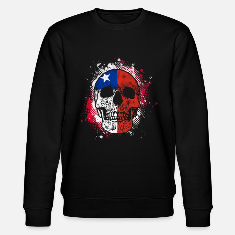 Chile Flagge Schädel - Stanley/Stella Unisex Bio-Sweatshirt CHANGER  - Schwarz
