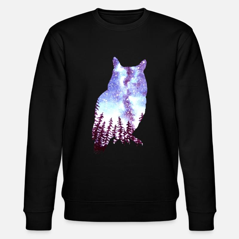 Owl Starry Sky Forest - Stanley/Stella CHANGER Unisex Organic Sweatshirt - black