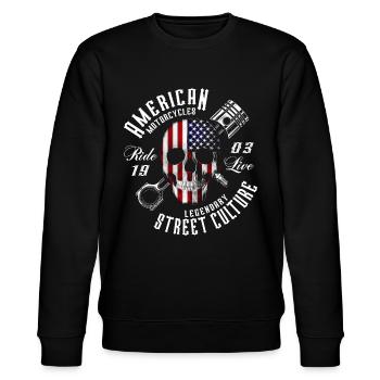 American Motorcycle Skull - Sweat bio CHANGER Stanley/Stella Unisexe - noir - Devant - Nik (191cm) & Marisol (170cm)