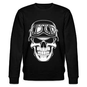 Steel helmet skull - Stanley/Stella CHANGER Unisex Organic Sweatshirt - black - Front - Nik (191cm) & Marisol (170cm)