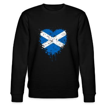Schottland Flagge Herz - Stanley/Stella Unisex Bio-Sweatshirt CHANGER  - Schwarz - Vorne - Nik (191cm) & Marisol (170cm)