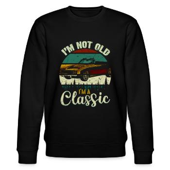 Klassische Autos - Stanley/Stella Unisex Bio-Sweatshirt CHANGER  - Schwarz - Vorne - Nik (191cm) & Marisol (170cm)