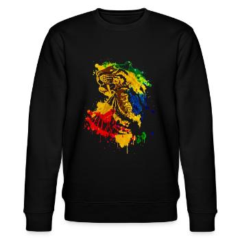 Säbelzahntiger - Stanley/Stella Unisex Bio-Sweatshirt CHANGER  - Schwarz - Vorne - Nik (191cm) & Marisol (170cm)
