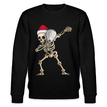 Skelett mit Padelschläger und Weihnachtsmütze - Stanley/Stella Unisex Bio-Sweatshirt CHANGER  - Schwarz - Vorne - Nik (191cm) & Marisol (170cm)