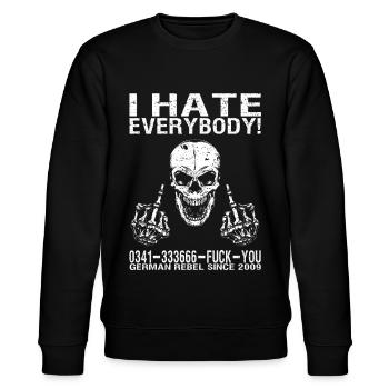 I hate everybody - Stanley/Stella Unisex Bio-Sweatshirt CHANGER  - Schwarz - Vorne - Nik (191cm) & Marisol (170cm)