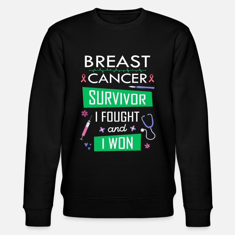 Brustkrebs Überlebende, Ich kämpfte und gewann - Stanley/Stella Unisex Bio-Sweatshirt CHANGER - Schwarz