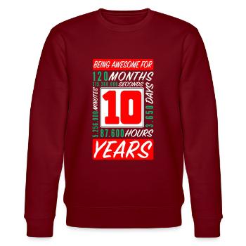 Kinder 10 Jahre Geburtstag Monate Stunden - Stanley/Stella Unisex Bio-Sweatshirt CHANGER  - Burgunderrot - Vorne - Nik (191cm) & Marisol (170cm)