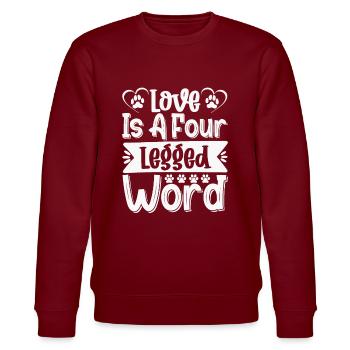 Liebe ist ein vierbeiniges Wort - Stanley/Stella Unisex Bio-Sweatshirt CHANGER  - Burgunderrot - Vorne - Nik (191cm) & Marisol (170cm)