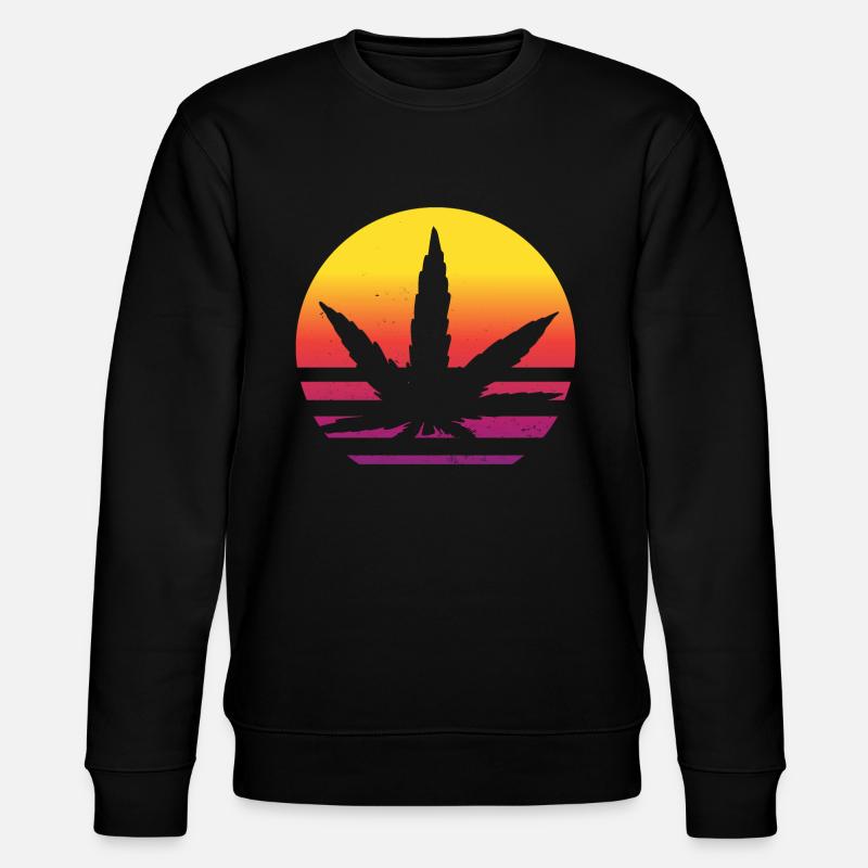 Cannabis leaf Retro Sunset - Stanley/Stella CHANGER Unisex Organic Sweatshirt - black
