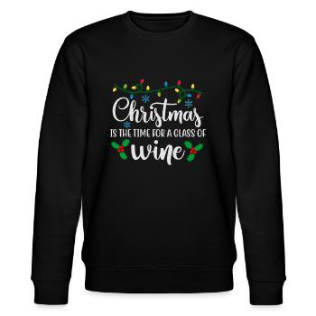 Ugly Christmas Weihnachten ist die Zeit für Wein - Stanley/Stella Unisex Bio-Sweatshirt CHANGER  - Schwarz - Vorne - Nik (191cm) & Marisol (170cm)