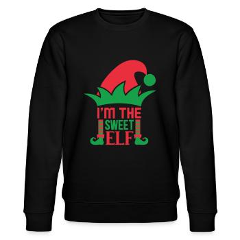 Ich bin die süße Elfe Ugly Christmas - Stanley/Stella Unisex Bio-Sweatshirt CHANGER  - Schwarz - Vorne - Nik (191cm) & Marisol (170cm)