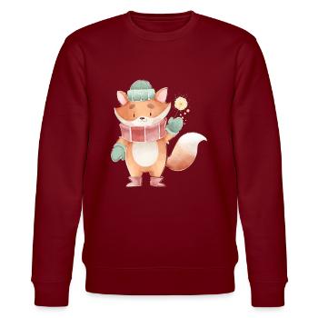 Ugly Christmas Niedlicher Fuchs Sprüche - Stanley/Stella Unisex Bio-Sweatshirt CHANGER  - Burgunderrot - Vorne - Nik (191cm) & Marisol (170cm)