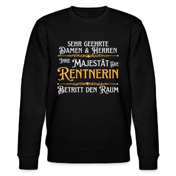 Ihre Majestät die Rentnerin Rente Spruch Pension - Stanley/Stella Unisex Bio-Sweatshirt CHANGER  - Schwarz - Vorne - Nik (191cm) & Marisol (170cm)