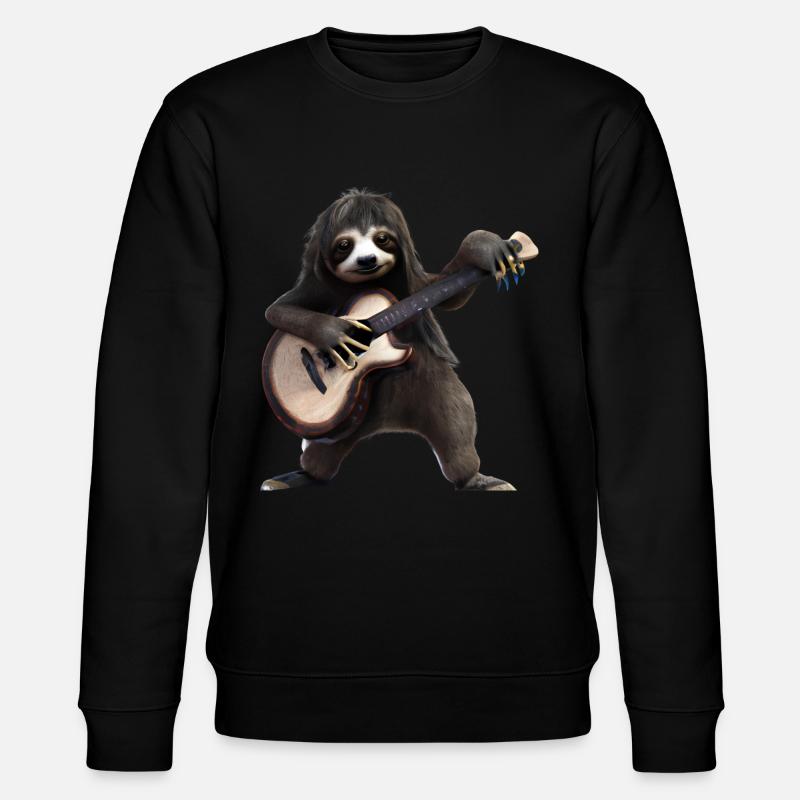 Sloth with guitar - Stanley/Stella CHANGER Unisex Organic Sweatshirt - black
