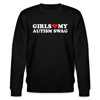 Girls Love My Autism Swag - Stanley/Stella Unisex Bio-Sweatshirt CHANGER  - Schwarz - Vorne - Nik (191cm) & Marisol (170cm)