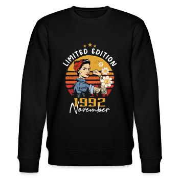 Novembre Vintage 1992 Né Anniversaire Femmes - Sweat bio CHANGER Stanley/Stella Unisexe - noir - Devant - Nik (191cm) & Marisol (170cm)