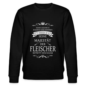 Seine Majestät der Fleischer betritt den Raum - Stanley/Stella Unisex Bio-Sweatshirt CHANGER  - Schwarz - Vorne - Nik (191cm) & Marisol (170cm)
