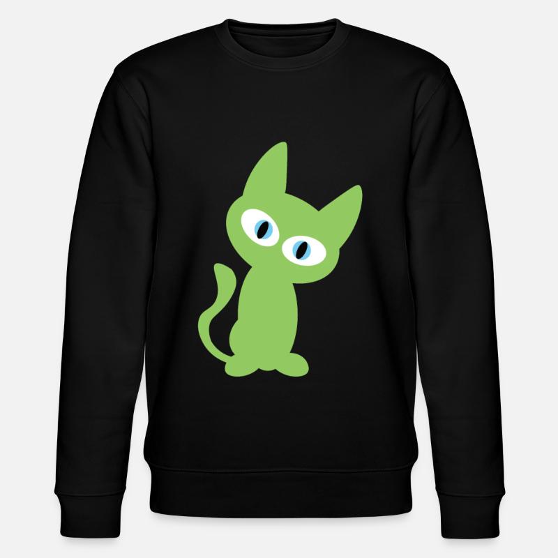 Grüne Katze Design - Stanley/Stella Unisex Bio-Sweatshirt CHANGER  - Schwarz