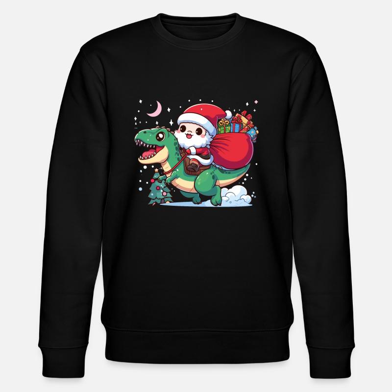 Weihnachtsmann und T-Rex - Stanley/Stella Unisex Bio-Sweatshirt CHANGER  - Schwarz