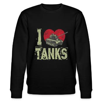 Panzer i love tanks - Stanley/Stella CHANGER Unisex Organic Sweatshirt - black - Front - Nik (191cm) & Marisol (170cm)