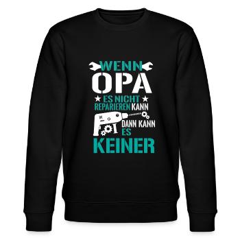 Opa Großvater Reparieren Basteln Bohrmaschine - Stanley/Stella Unisex Bio-Sweatshirt CHANGER  - Schwarz - Vorne - Nik (191cm) & Marisol (170cm)