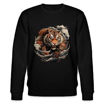 Traditioneller asiatischer Tiger - Stanley/Stella Unisex Bio-Sweatshirt CHANGER  - Schwarz - Vorne - Nik (191cm) & Marisol (170cm)