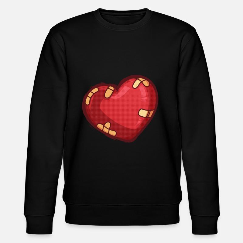 Herz mit Pflaster - Stanley/Stella Unisex Bio-Sweatshirt CHANGER  - Schwarz