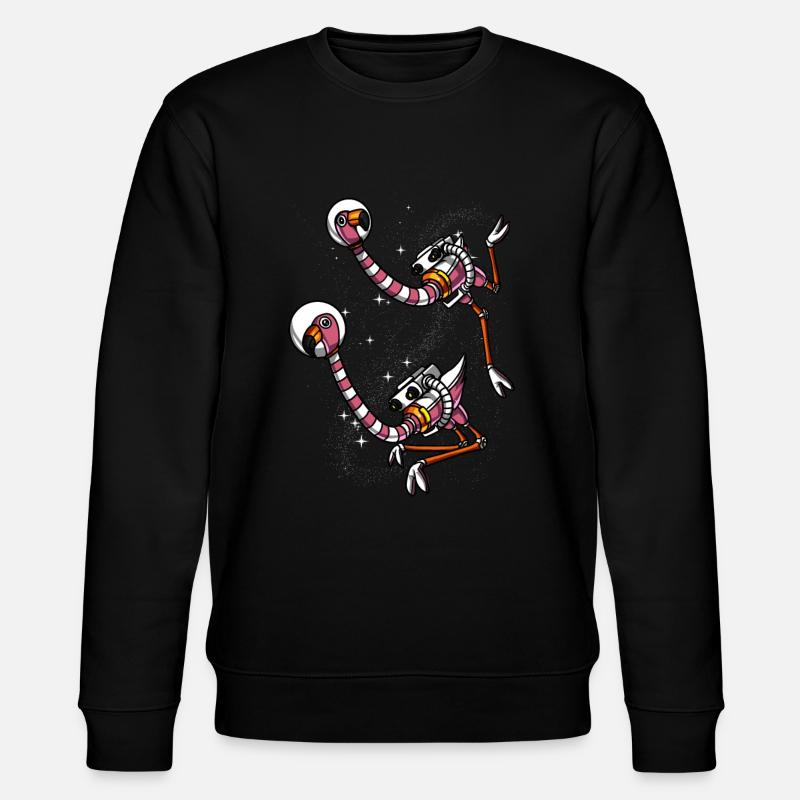 Flamingo Bird Space Astronauts - Stanley/Stella CHANGER Unisex Organic Sweatshirt - black