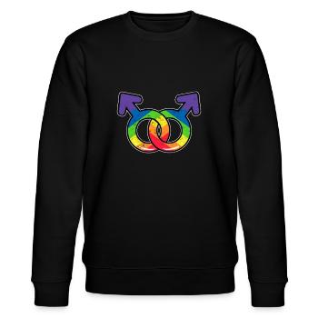 LGBT Flagge Homosexueller Stolz - Stanley/Stella Unisex Bio-Sweatshirt CHANGER  - Schwarz - Vorne - Nik (191cm) & Marisol (170cm)