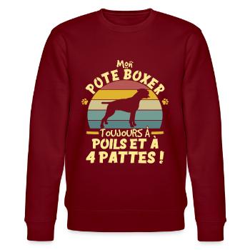 Style Vintage Chien De Compagnie Boxer Humour - Sweat bio CHANGER Stanley/Stella Unisexe - bordeaux - Devant - Nik (191cm) & Marisol (170cm)