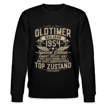 Oldtimer 1954 Jahrgang geboren Geburtstag Geschenk - Stanley/Stella Unisex Bio-Sweatshirt CHANGER  - Schwarz - Vorne - Nik (191cm) & Marisol (170cm)