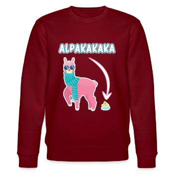 Alpakakaka Alpaka Lama Kaka - Stanley/Stella Unisex Bio-Sweatshirt CHANGER  - Burgunderrot - Vorne - Nik (191cm) & Marisol (170cm)