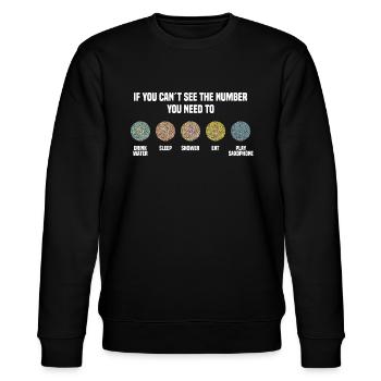 Ishihara Numbers - Play Saxophone - Stanley/Stella Unisex Bio-Sweatshirt CHANGER  - Schwarz - Vorne - Nik (191cm) & Marisol (170cm)