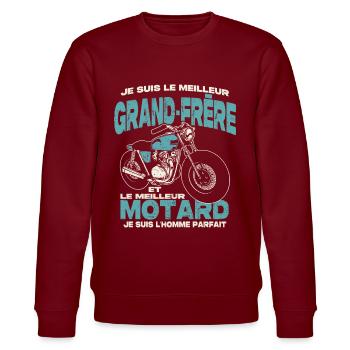 Le meilleur grand-frère et le meilleur motard - Sweat bio CHANGER Stanley/Stella Unisexe - bordeaux - Devant - Nik (191cm) & Marisol (170cm)