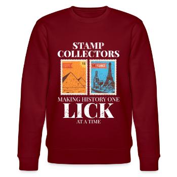 Stamp Collecting Collector Philatelist - Stanley/Stella CHANGER Unisex Organic Sweatshirt - burgundy - Front - Nik (191cm) & Marisol (170cm)