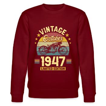 Vintage October 1947 75 Years Anniversary - Stanley/Stella CHANGER Unisex Organic Sweatshirt - burgundy - Front - Nik (191cm) & Marisol (170cm)