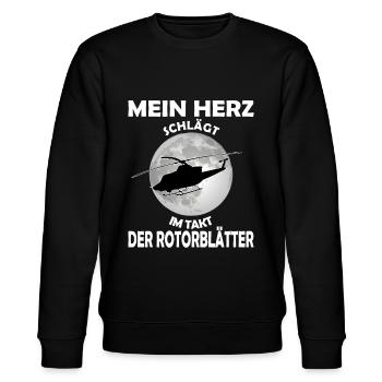 Hubschrauber Helikopter Flugzeug Heli Geschenk - Stanley/Stella Unisex Bio-Sweatshirt CHANGER  - Schwarz - Vorne - Nik (191cm) & Marisol (170cm)