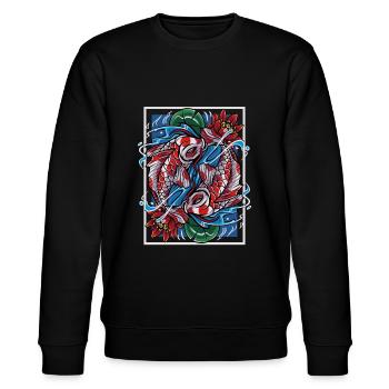 Koi Carpes Poissons japonais - Sweat bio CHANGER Stanley/Stella Unisexe - noir - Devant - Nik (191cm) & Marisol (170cm)