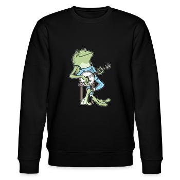 Cottagecore Aesthetic Frosch Banjo Fairycore - Stanley/Stella Unisex Bio-Sweatshirt CHANGER  - Schwarz - Vorne - Nik (191cm) & Marisol (170cm)
